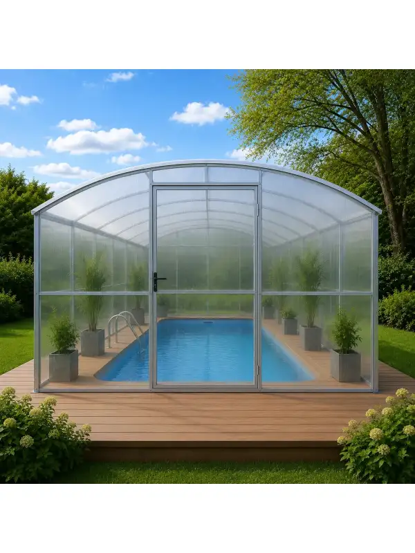 FRIGG – Poolüberdachung aus Polycarbonat mit geraden Seitenwänden, 3 m breit